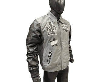 N1DPLJ-5000- N1DP LEATHER JACKET (RAIDERS GREY/BLACK)