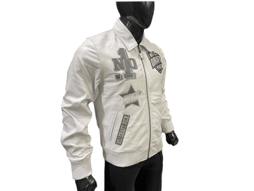 N1DPLJ-5000- N1DP LEATHER JACKET (RAIDERS WHITE/WHITE)