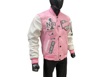 N1DPVSJ-4000-N1DP VARSITY (EASTER WALK PINK/WHITE) WOOL BODY-LAMB SKIN LEATHER SLEEVE
