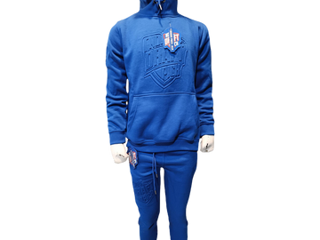 N1DP EMBOSS HOODY & JOGGER SET-ROYAL BLUE